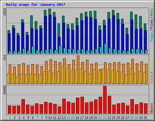 Daily usage for January 2017